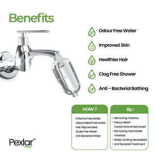 Pexlar Universal Shower Filter for Bathroom & Tap - Multi Stage Purification - Reduces Chlorine - Long Cartridge Life