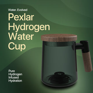Pexlar Hydrogen Water Cup - 400ml - High-Grade Pyrex Glass - Advanced SPE and PEM technology
