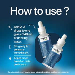 Pexlar Alkaline Mineral Drops for Drinking Water - 30ml | Adds Essential Minerals | Boosts pH & Taste | Daily Hydration Support