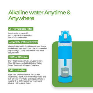 Pexlar Multi Stage Perfect Hydration Alkaline Water Bottle | 650 ml | Filter Inside | BPA Free