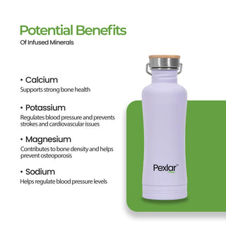 Pexlar Alkaline Water Filter Bottle | Stainless Steel, Alkaline Water Bottle, 850 ml