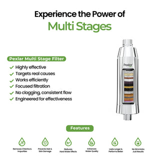 Shower Filter for Bathroom & Tap | Multi Stage Purification | Reduces Chlorine | Long Cartridge Life
