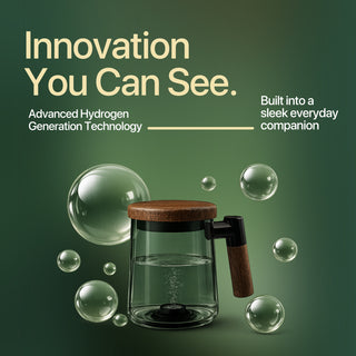 Pexlar Hydrogen Water Cup - 400ml - High-Grade Pyrex Glass - Advanced SPE and PEM technology