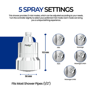 5 Spray Mode - Multistage Shower Filter Head - Shower head for Bathroom - Removes Chlorine