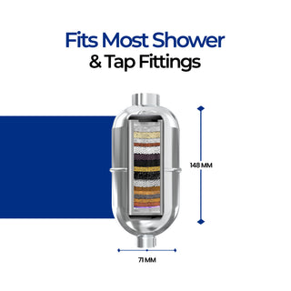 Pexlar Universal Shower Filter for Bathroom & Tap - Multi Stage Purification - Reduces Chlorine - Long Cartridge Life