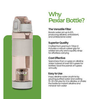 Pexlar Multi Stage Perfect Hydration Alkaline Water Bottle | 650 ml | Filter Inside | BPA Free