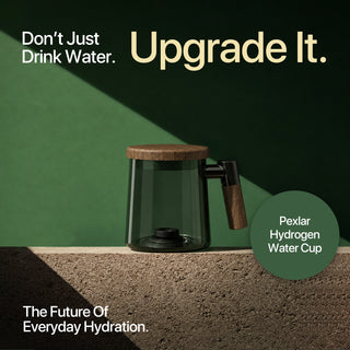 Pexlar Hydrogen Water Cup - 400ml - High-Grade Pyrex Glass - Advanced SPE and PEM technology