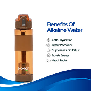 Pexlar Multi Stage Perfect Hydration Alkaline Water Bottle | 650 ml | Filter Inside | BPA Free