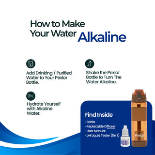 Pexlar Multi Stage Perfect Hydration Alkaline Water Bottle | 650 ml | Filter Inside | BPA Free