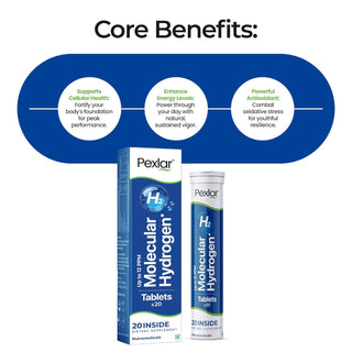 Pexlar Hydrogen Water Tablets - 12 PPM - Fast Dissolving - Antioxidant Support, Cellular Health & Recovery